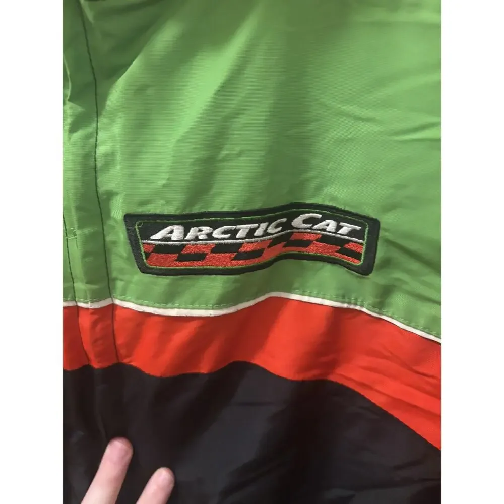 Vintage Arctic‎ Cat Snowmobile Jacket Mens 2XL Racing Neon Green Black